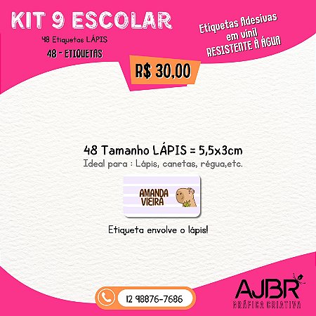 KIT ESCOLAR 09 - 48 ADESIVOS VINIL