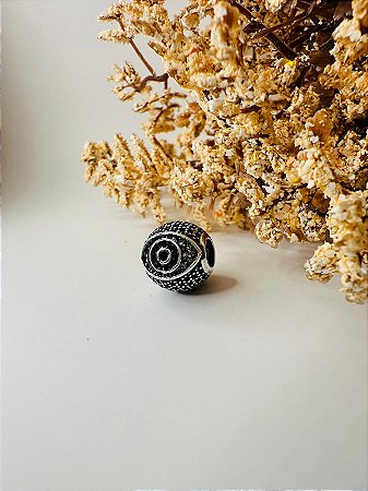 Berloque separador esfera olho grego de zircônia azul