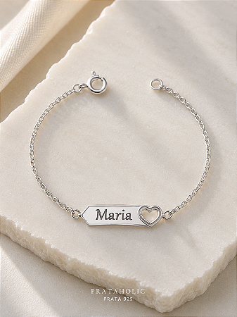 Pulseira personalizada chapa coração vazado