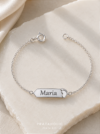 Pulseira personalizada chapa pezinho gravado