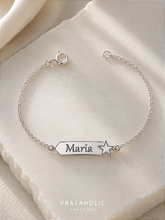 Pulseira personalizada chapa estrela gravada vazada