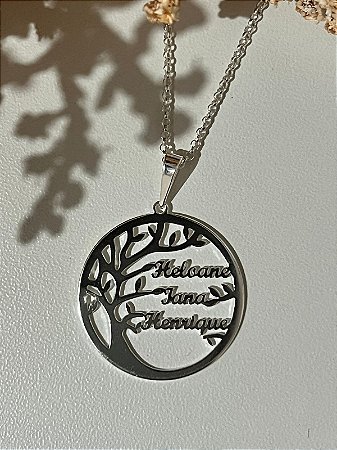 Pingente personalizado árvore com nomes nos galhos