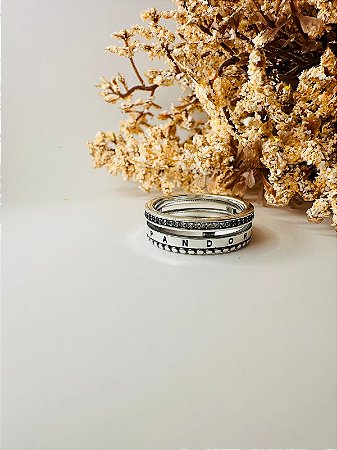 Anel inspiração Pandora lateral bolinha