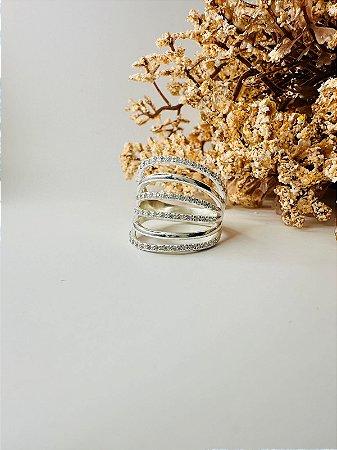 Anel 6 fios cravejado