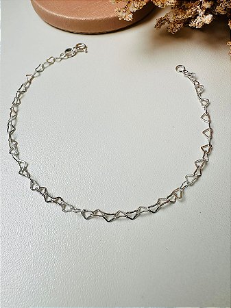 Pulseira elos coração quadrado