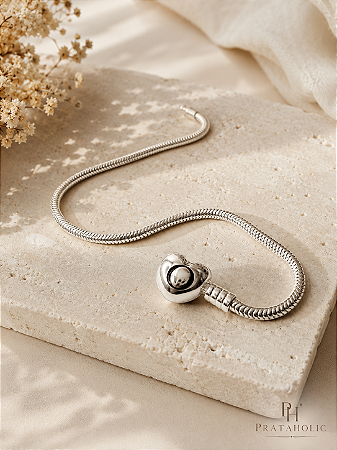Pulseira berloque inspiração Pandora coração símbolo