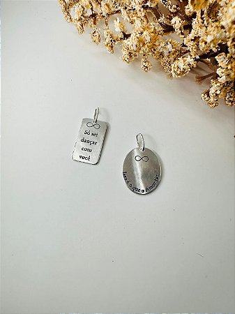 Pingente 2 plaquinha infinito casal