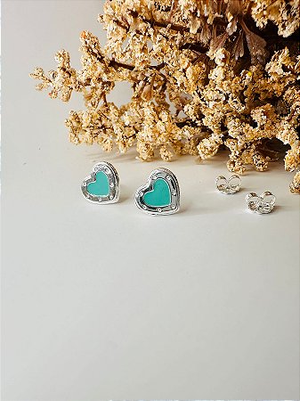 Brinco inspiração Tiffany coração verde