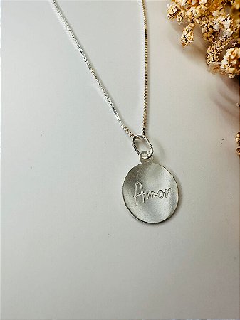 Colar plaquinha redonda Amor