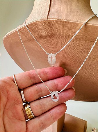 Escapulário Espírito Santo e Cruz vazados