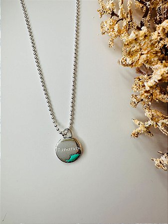 Chocker inspiração Tiffany bolinha 2mm placa redonda