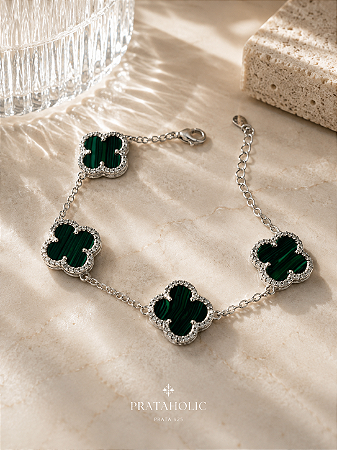 Pulseira inspiração trevo G verde