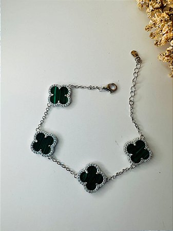Pulseira inspiração trevo G verde