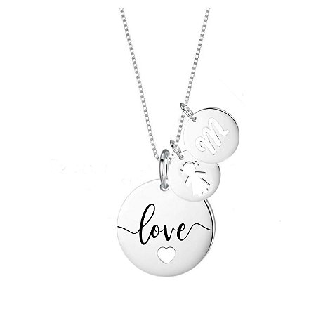 Colar personalizado patuá medalha love menina e inicial