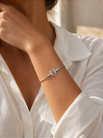 Bracelete inspiração Tiffany cravejado regulável