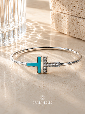 Bracelete inspiração Tiffany cravejado regulável