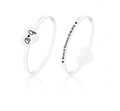 Anel personalizado iniciais casal no topo coração e aro