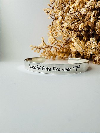 Bracelete rígido regulável "você foi feita para voar"