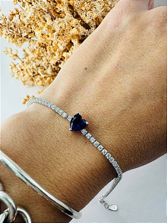 Pulseira Riviera cristal coração azul