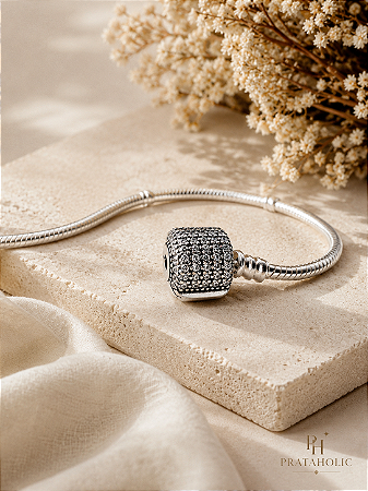 Pulseira berloque inspiração Pandora tambor cravejado
