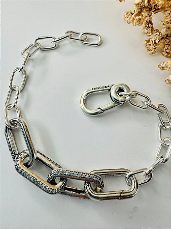 Pulseira inspiração Pandora 2 elos cravejado