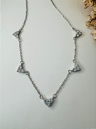 Colar corações zircônia cristal