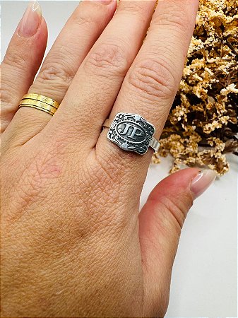 Anel personalizado fivela iniciais