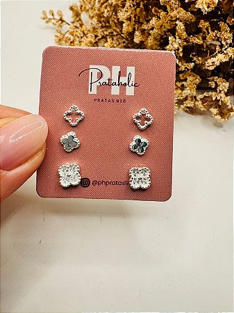 Brinco trio inspiração trevo