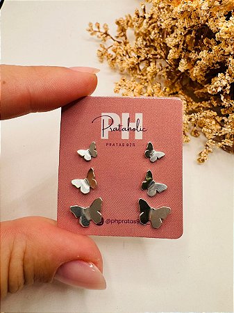 Brinco trio borboleta dobradura