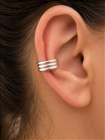 Brinco piercing fake 3 fileiras lisas