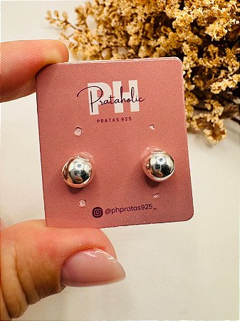 Brinco bola prata 8mm
