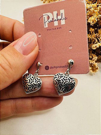 Brinco coração pendurado envelhecido