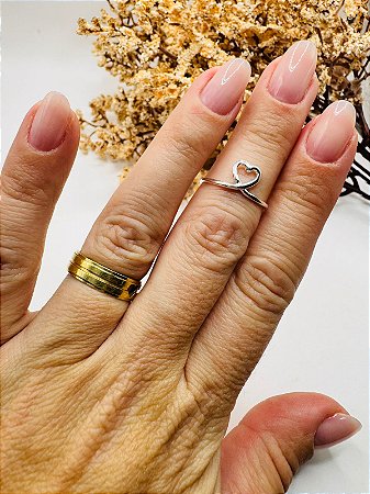 Anel falange coração desenhado