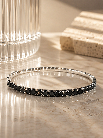 Pulseira Riviera preta malha flexível