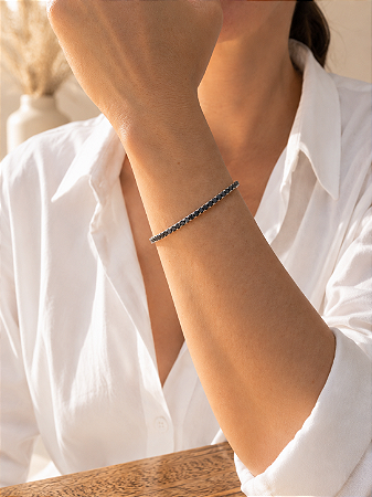 Pulseira Riviera preta malha flexível