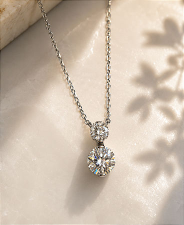 Colar Moissanite 2 pedras