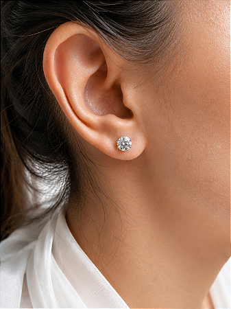 Brinco Moissanite ponto de luz cristal 6mm