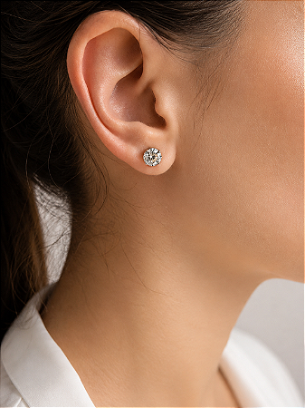 Brinco Moissanite ponto de luz facetado cristal 6mm