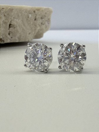 Brinco Moissanite ponto de luz cristal 4 garras 8,0mm