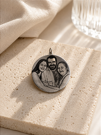 Pingente personalizado em aço premium com foto