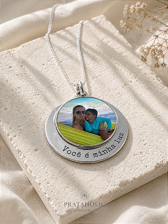 Pingente personalizado com foto colorida e aro