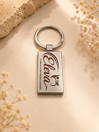 Chaveiro personalizado retangular em aço premium foto ou logo