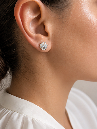 Brinco Moissanite ponto de luz cristal 8mm