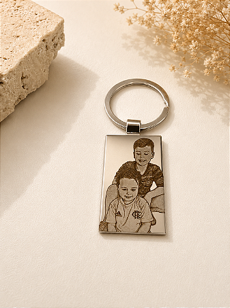 Chaveiro personalizado retangular em aço premium foto ou logo