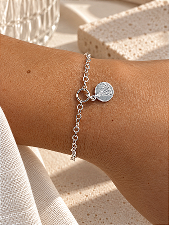 Pulseira elos medalhinha Nossa Senhora