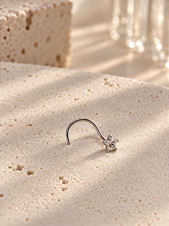 Piercing nariz ponto de luz cristal estrela 3mm