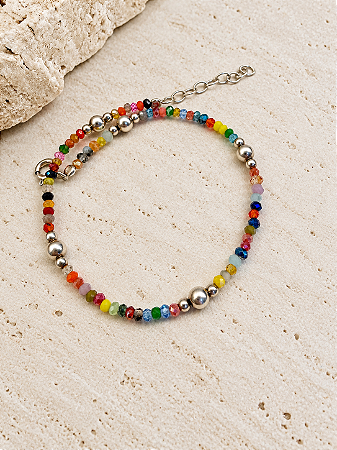 Pulseira pedras naturais com prata 925