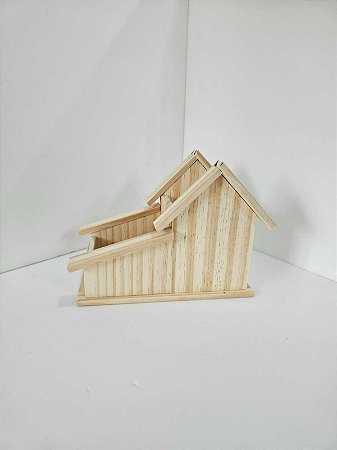 Cachepô Casinha dupla em pinus 22x16x12cm