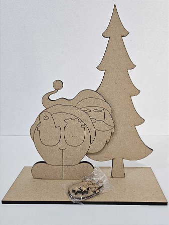 Recorte Papai Noel e Árvore 34,5x30x10,5cm