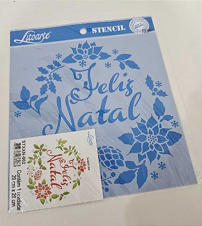 Stencil Feliz Natal 20x20cm